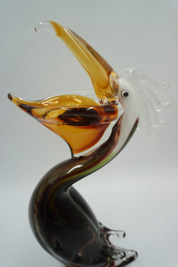 SZKŁO MURANO, FIGURA PTAK PELIKAN