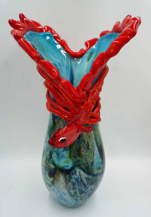 SZKŁO MURANO DUŻY PIĘKNY WAZON RYBA