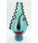 SZKŁO MURANO DUŻY PIĘKNY NIEBIESKI WAZON TWARZ