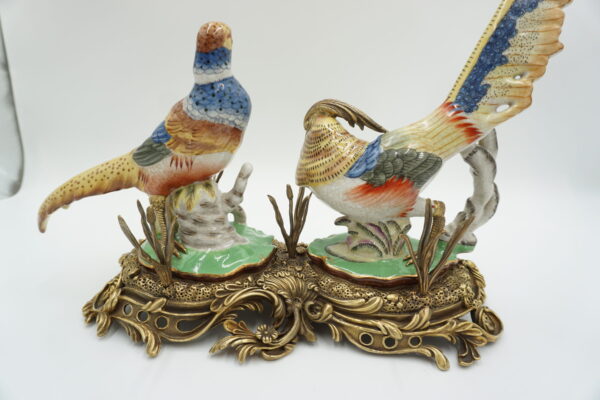 PIĘKNA FIGURA PORCELANA Z BRĄZEM BAŻANTY