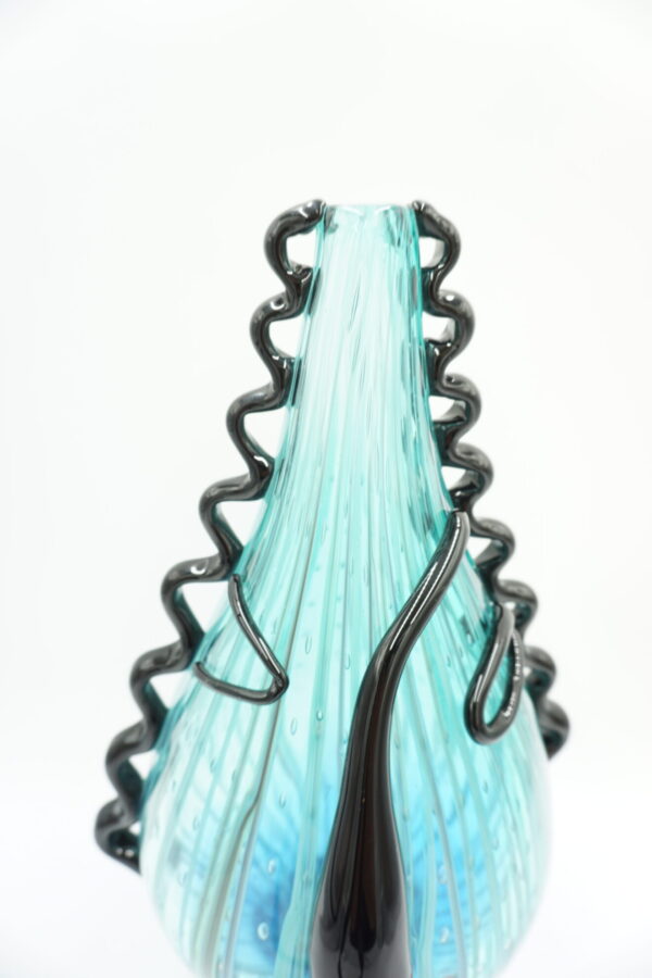 SZKŁO MURANO DUŻY PIĘKNY NIEBIESKI WAZON TWARZ