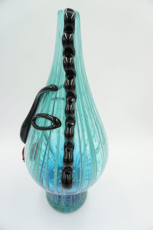 SZKŁO MURANO DUŻY PIĘKNY NIEBIESKI WAZON TWARZ