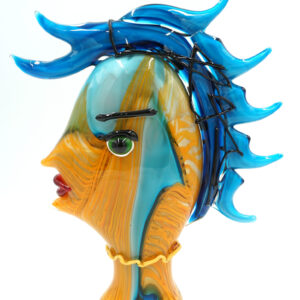 SZKŁO MURANO, DUŻA FIGURA TWARZ Z GRZYWĄ