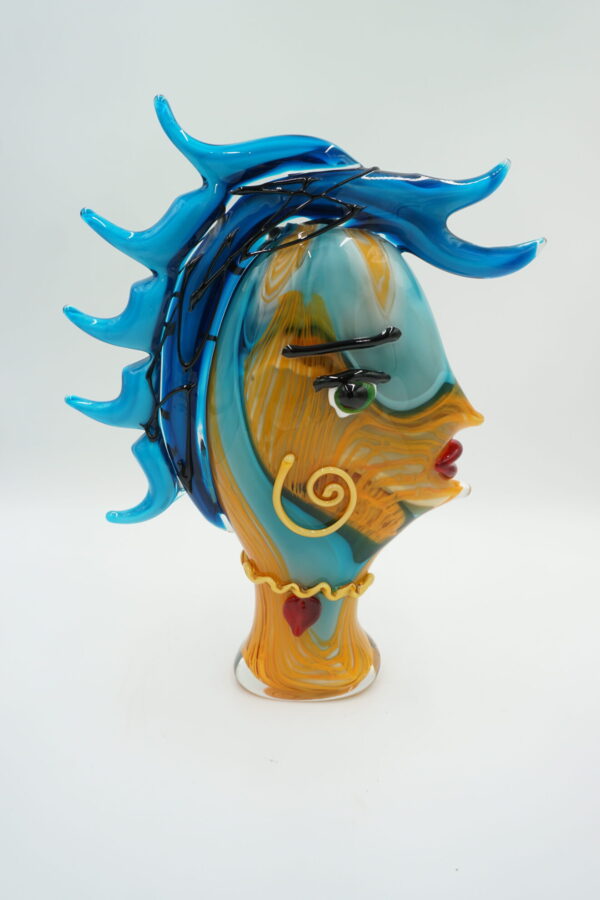 SZKŁO MURANO, DUŻA FIGURA TWARZ Z GRZYWĄ