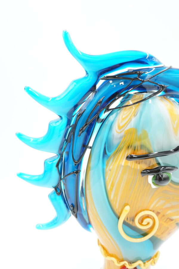 SZKŁO MURANO, DUŻA FIGURA TWARZ Z GRZYWĄ