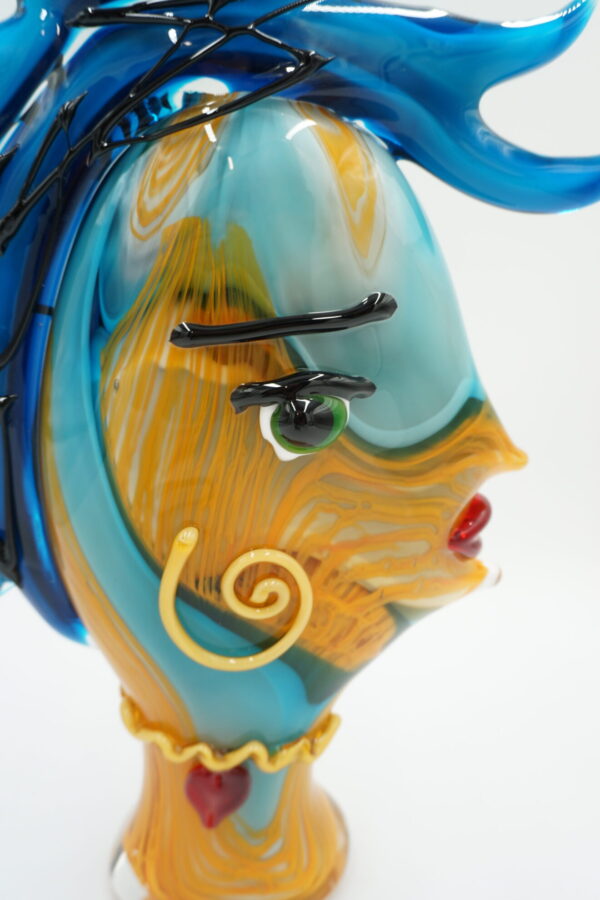 SZKŁO MURANO, DUŻA FIGURA TWARZ Z GRZYWĄ