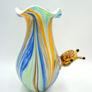 SZKŁO MURANO DUŻY PIĘKNY KOLOROWY WAZON ZE ŚLIMAKIEM