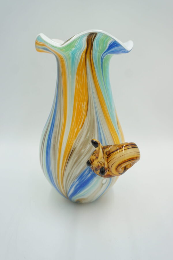 SZKŁO MURANO DUŻY PIĘKNY KOLOROWY WAZON ZE ŚLIMAKIEM