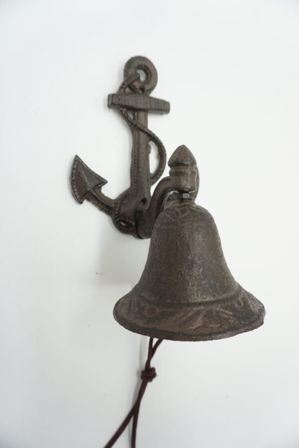 PIĘKNY ŻELIWNY DZWON DZWONECZEK KOTWICA