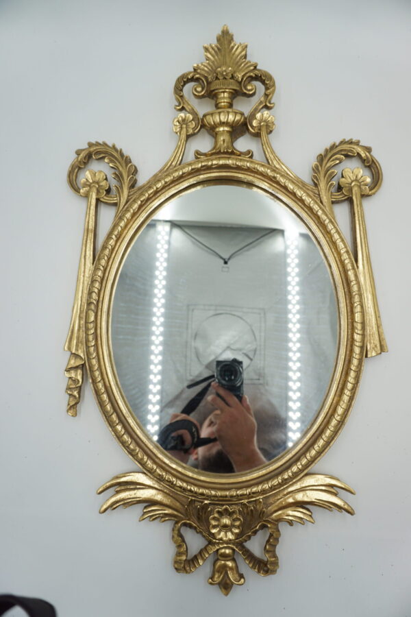 ZŁOTE WISZĄCE LUSTRO PIĘKNA FORMA AŻUROWE PREZENT