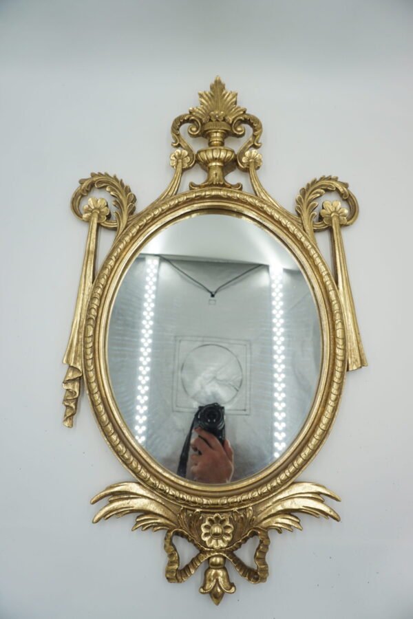 ZŁOTE WISZĄCE LUSTRO PIĘKNA FORMA AŻUROWE PREZENT