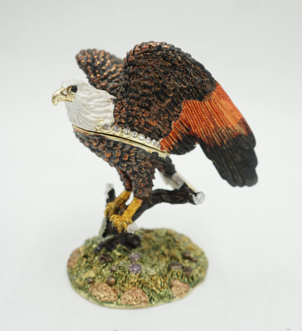 SZKATUŁKA PUZDERKO ORZEŁ Z CYRKONIAMI - MASA PERŁOWA