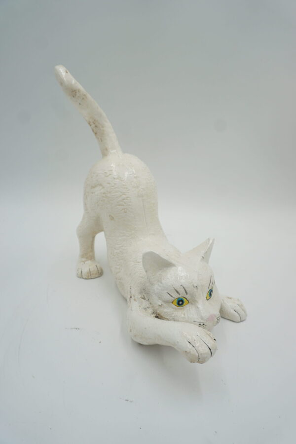 ŻELIWNY STOPER DO DRZWI KOT KOTEK BIAŁY