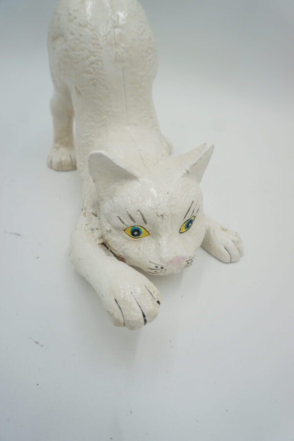 ŻELIWNY STOPER DO DRZWI KOT KOTEK BIAŁY