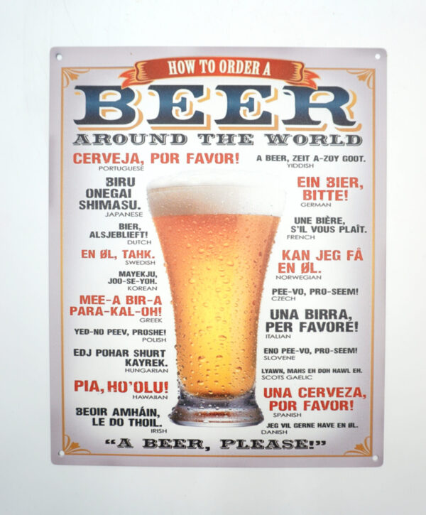 BLASZANY SZYLD BEER AROUND THE WORLD - TABLICZKA 25X20 cm