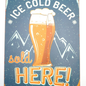 BLASZANY SZYLD ICE COLD BEER SOLD HERE - TABLICZKA 25X20 cm