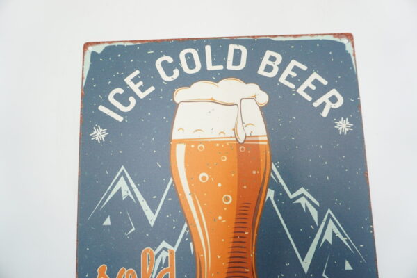 BLASZANY SZYLD ICE COLD BEER SOLD HERE - TABLICZKA 25X20 cm