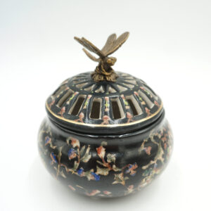 SZKATUŁKA PORCELANA Z BRĄZEM - PUZDERKO WAŻKA