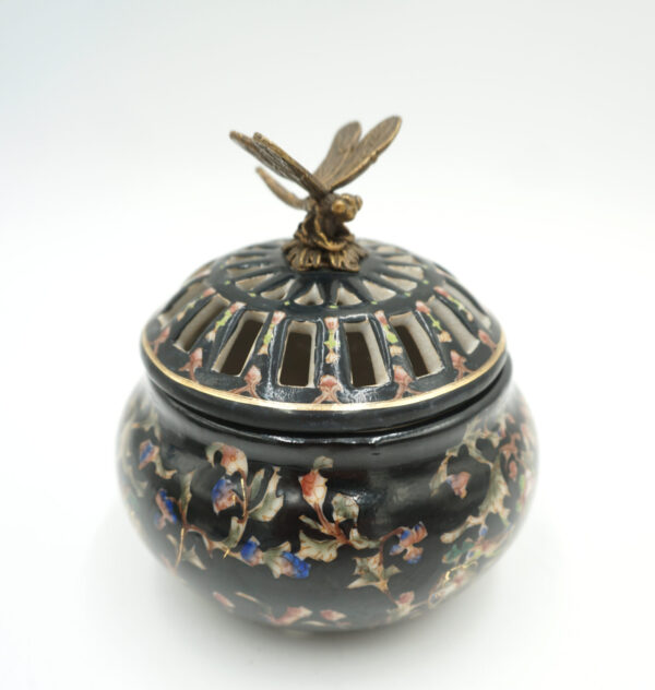 SZKATUŁKA PORCELANA Z BRĄZEM - PUZDERKO WAŻKA