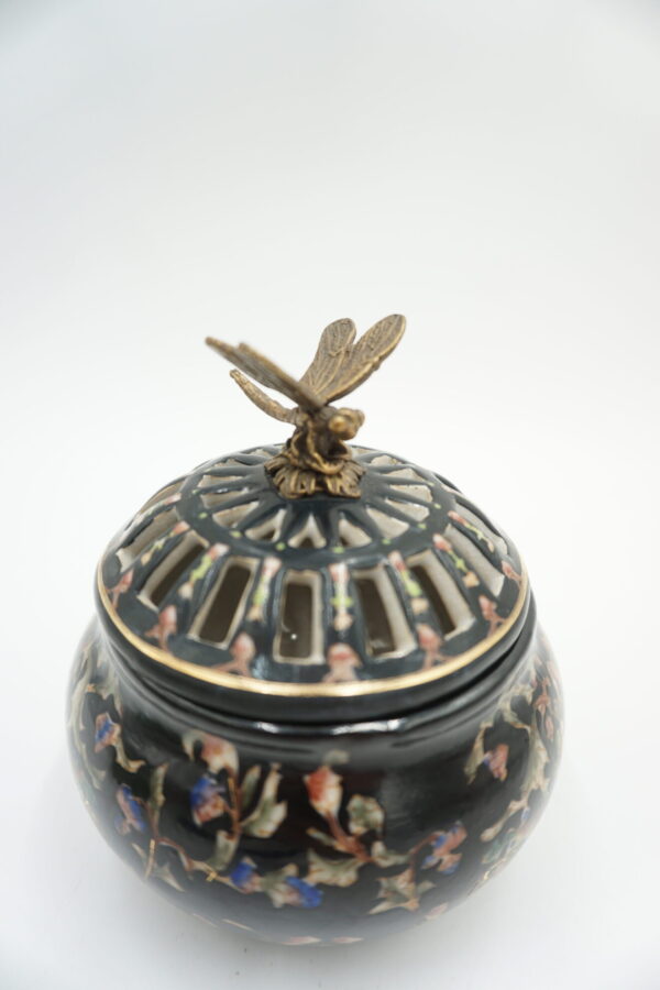 SZKATUŁKA PORCELANA Z BRĄZEM - PUZDERKO WAŻKA