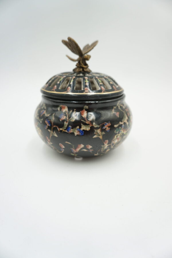 SZKATUŁKA PORCELANA Z BRĄZEM - PUZDERKO WAŻKA