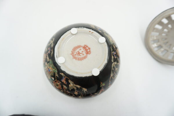 SZKATUŁKA PORCELANA Z BRĄZEM - PUZDERKO WAŻKA