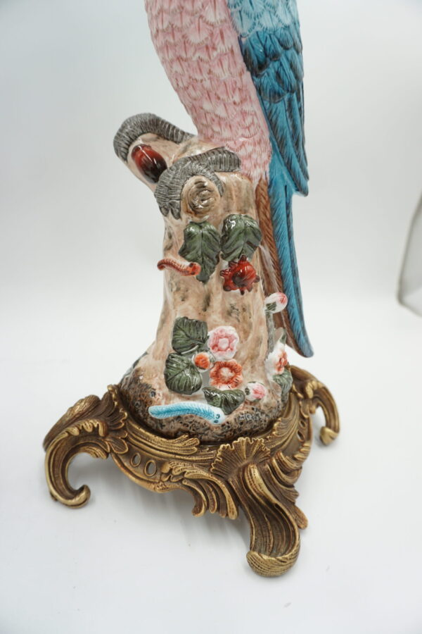 PARA ŚWIECZNIKÓW PAPUGI PORCELANA Z BRĄZEM CUDO