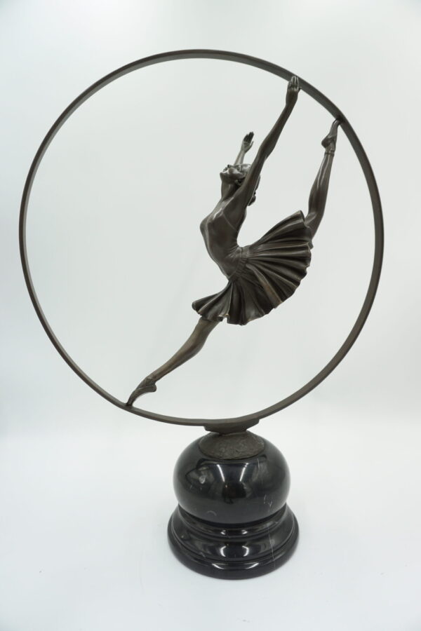 DUŻA FIGURA Z BRĄZU TANCERKA W KOLE BALETNICA BALLERINA