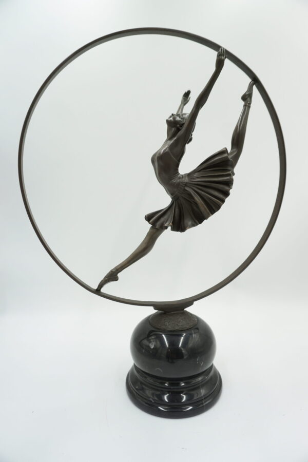 DUŻA FIGURA Z BRĄZU TANCERKA W KOLE BALETNICA BALLERINA