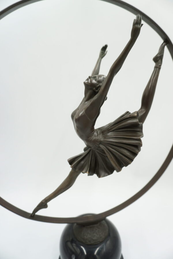 DUŻA FIGURA Z BRĄZU TANCERKA W KOLE BALETNICA BALLERINA