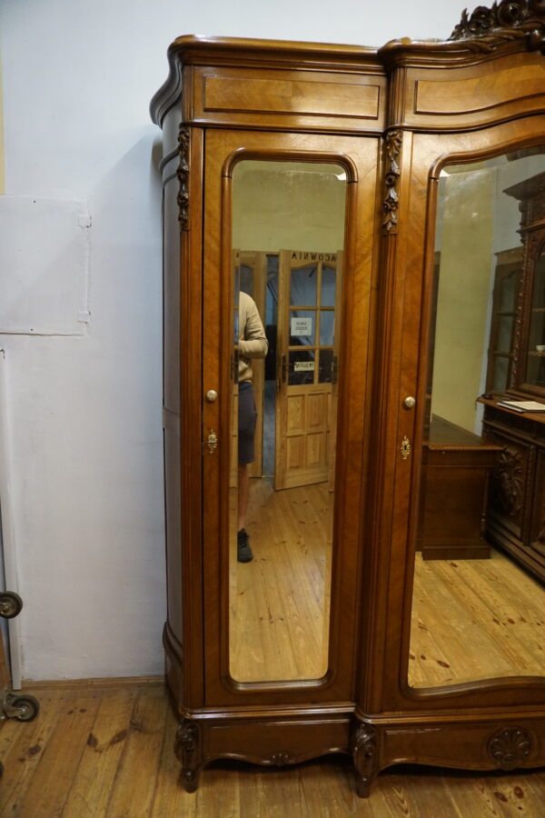 PAŁACOWA SZAFA TRZYDRZWIOWA Z LUSTRAMI LUDWIK ROCAILLE ANIOŁ FRANCJA