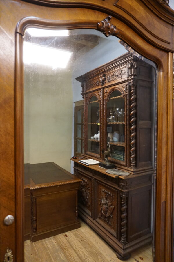 PAŁACOWA SZAFA TRZYDRZWIOWA Z LUSTRAMI LUDWIK ROCAILLE ANIOŁ FRANCJA