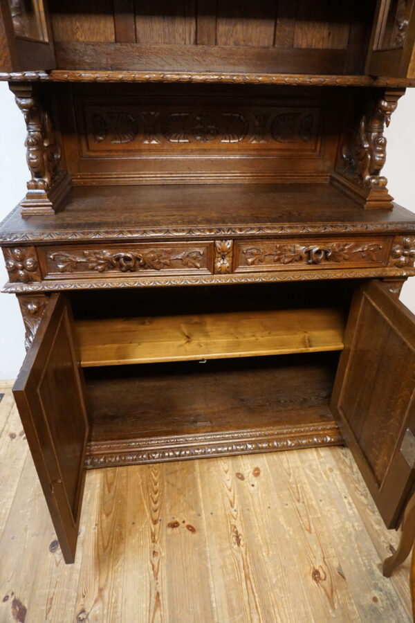 PRZESZKLONY MYŚLIWSKI KREDENS FIGURY MYŚLIWYCH