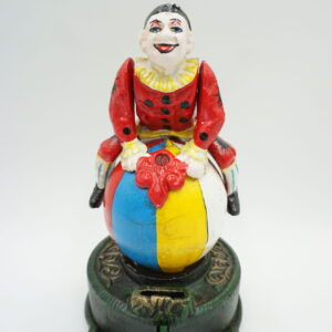 ŻELIWNA RUCHOMA SKARBONKA KLAUN - ZABAWKA