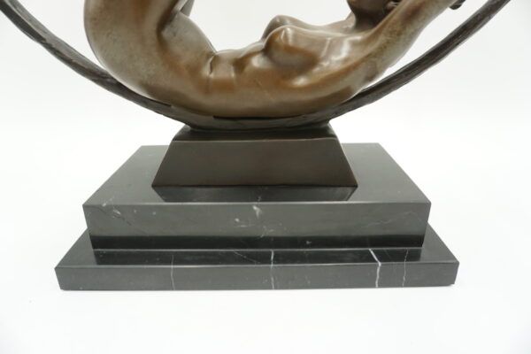 DUŻA FIGURA Z BRĄZU NAGA KOBIETA W KOLE AKT SYGNOWANY