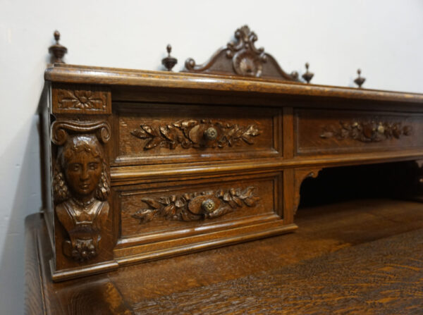 STARE RZEŹBIONE BIURKO SEKRETARZYK GŁOWY FRANCJA!!