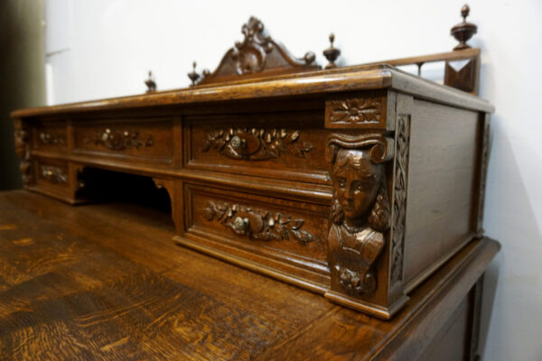 STARE RZEŹBIONE BIURKO SEKRETARZYK GŁOWY FRANCJA!!