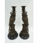 PARA ŚWIECZNIKÓW PAPUGI Z BRĄZU CUDO