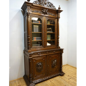 PIĘKNIE RZEŹBIONY KREDENS BIBLIOTECZNY PTAKI FRANCJA