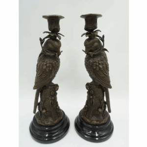 PARA ŚWIECZNIKÓW PAPUGI Z BRĄZU CUDO