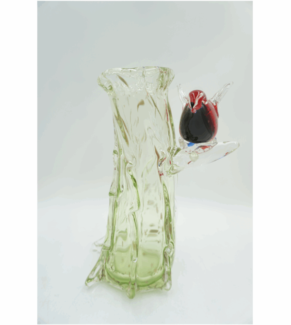 SZKLANY WAZON STYL MURANO PRZEZROCZYSTY PTASZEK