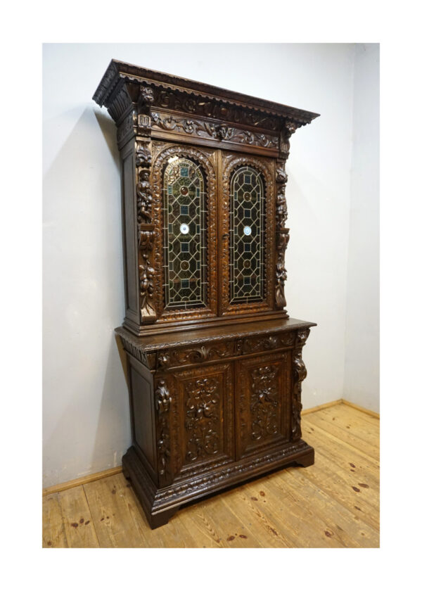 STARY FIGURALNY KREDENS Z WITRAŻAMI ORYGINAŁ 1820-1850r.