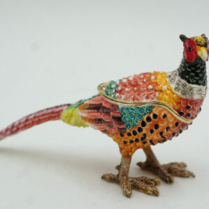 SZKATUŁKA PUZDERKO PTASZEK Z CYRKONIAMI - MASA PERŁOWA