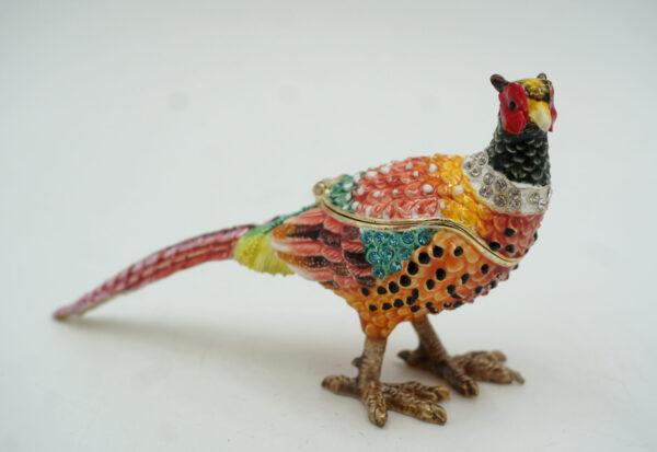 SZKATUŁKA PUZDERKO PTASZEK Z CYRKONIAMI - MASA PERŁOWA