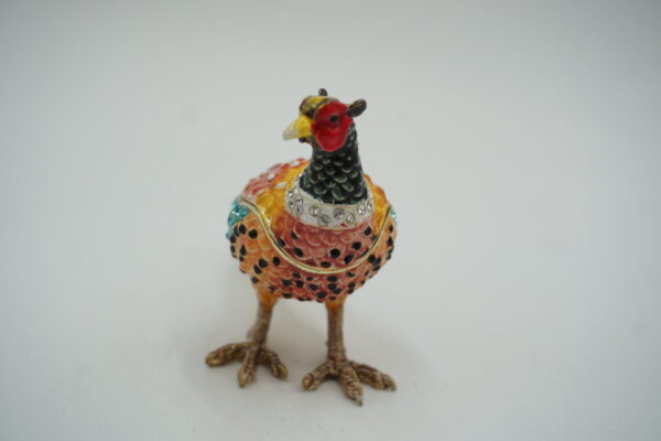 SZKATUŁKA PUZDERKO PTASZEK Z CYRKONIAMI - MASA PERŁOWA