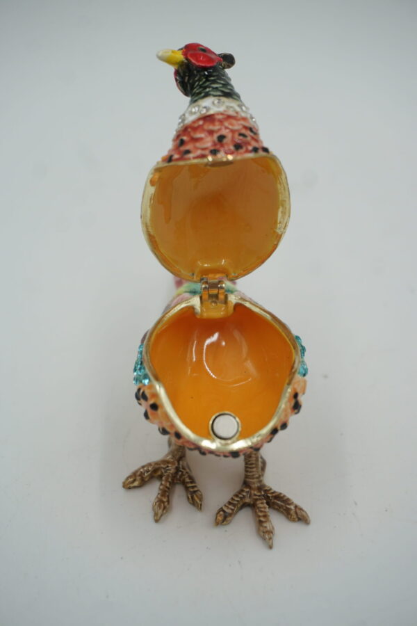 SZKATUŁKA PUZDERKO PTASZEK Z CYRKONIAMI - MASA PERŁOWA