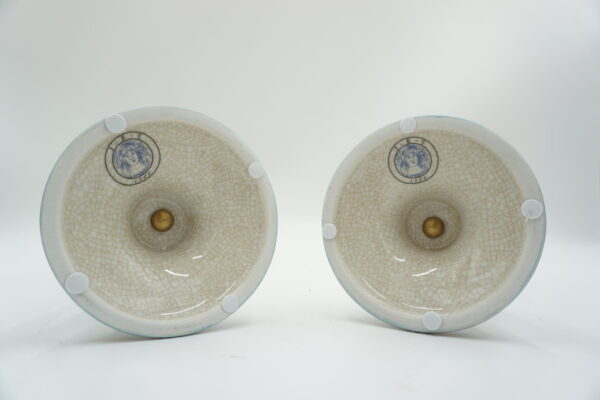 PARA ŚWIECZNIKÓW BŁĘKITNE PORCELANA+BRĄZ