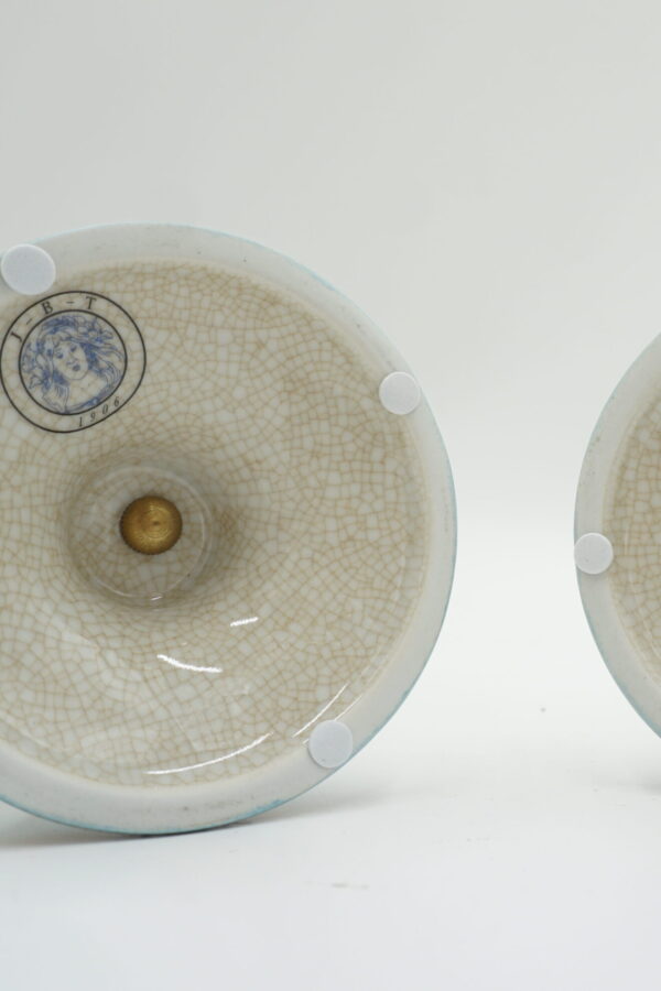 PARA ŚWIECZNIKÓW BŁĘKITNE PORCELANA+BRĄZ