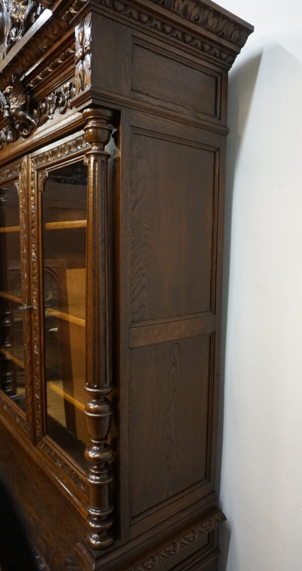 PIĘKNIE RZEŹBIONY KREDENS BIBLIOTECZNY PTAKI FRANCJA