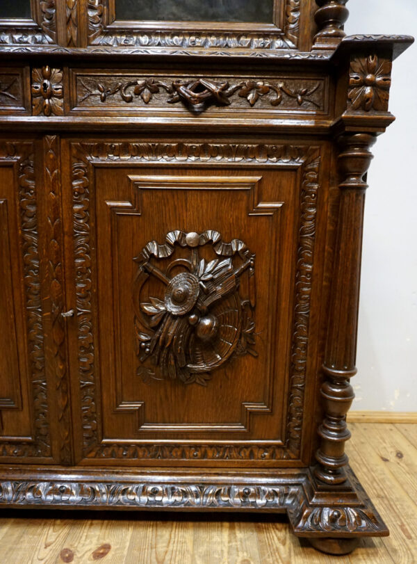 PIĘKNIE RZEŹBIONY KREDENS BIBLIOTECZNY PTAKI FRANCJA